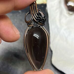 Elegant Teardrop wire wrapped Pendant Necklace Glass butte rainbow obsidian.
